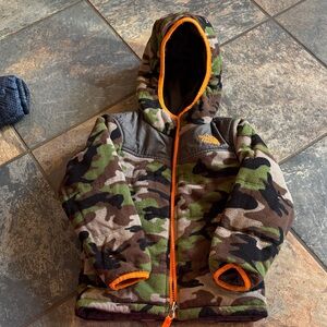 The North Face Camouflage Jacket with Orange Accents-reversible